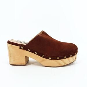 Steve Madden Brooklyn Platform Suede Leather Clogs 8.5M Boho Hippie Festival